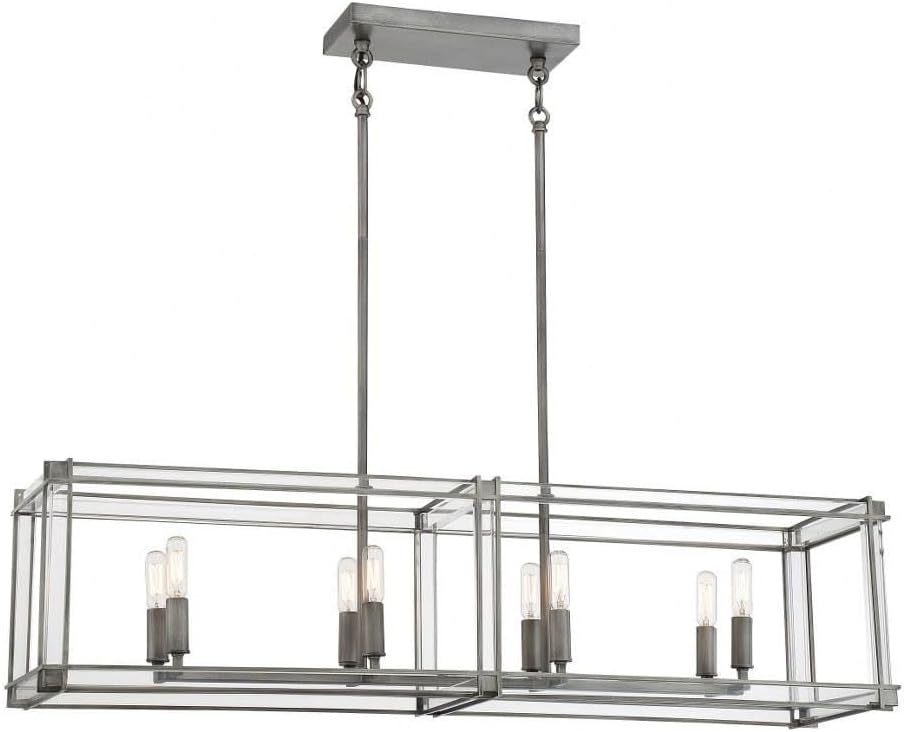 Minka Lavery 3858-756 Langen Square Clear Acrylic Indoor/Outdoor Damp Island Pendant, 8-Light 480 Total Watts, 22