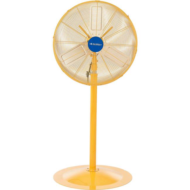 Global Industrial  24 in. Deluxe Oscillating Pedestal Fan - 3 Speed 7525 CFM 300W 0.5 HP, Yellow