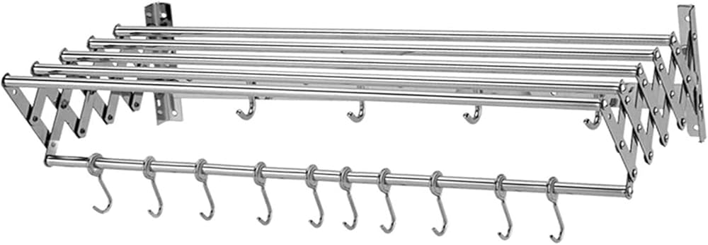 Folding Clothes Drying Rack Airer Wall Mounted Towel Rail Coat Hanger Rack Space Saving Home Bedroom Storage Suit Hangers Hanging Hooks Easy Storage (Color : 10 Hook, Size : 80cm)