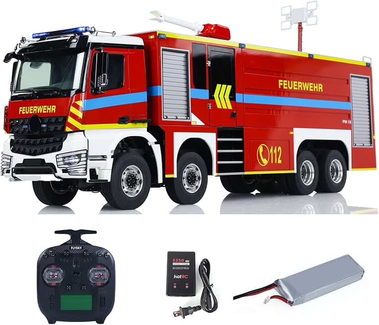 1/14 8X8 RC Fire Fighting Truck RTR Metal Chassis Light Sound System Motor Servo ESC Electric Fire Sprinkler Cars