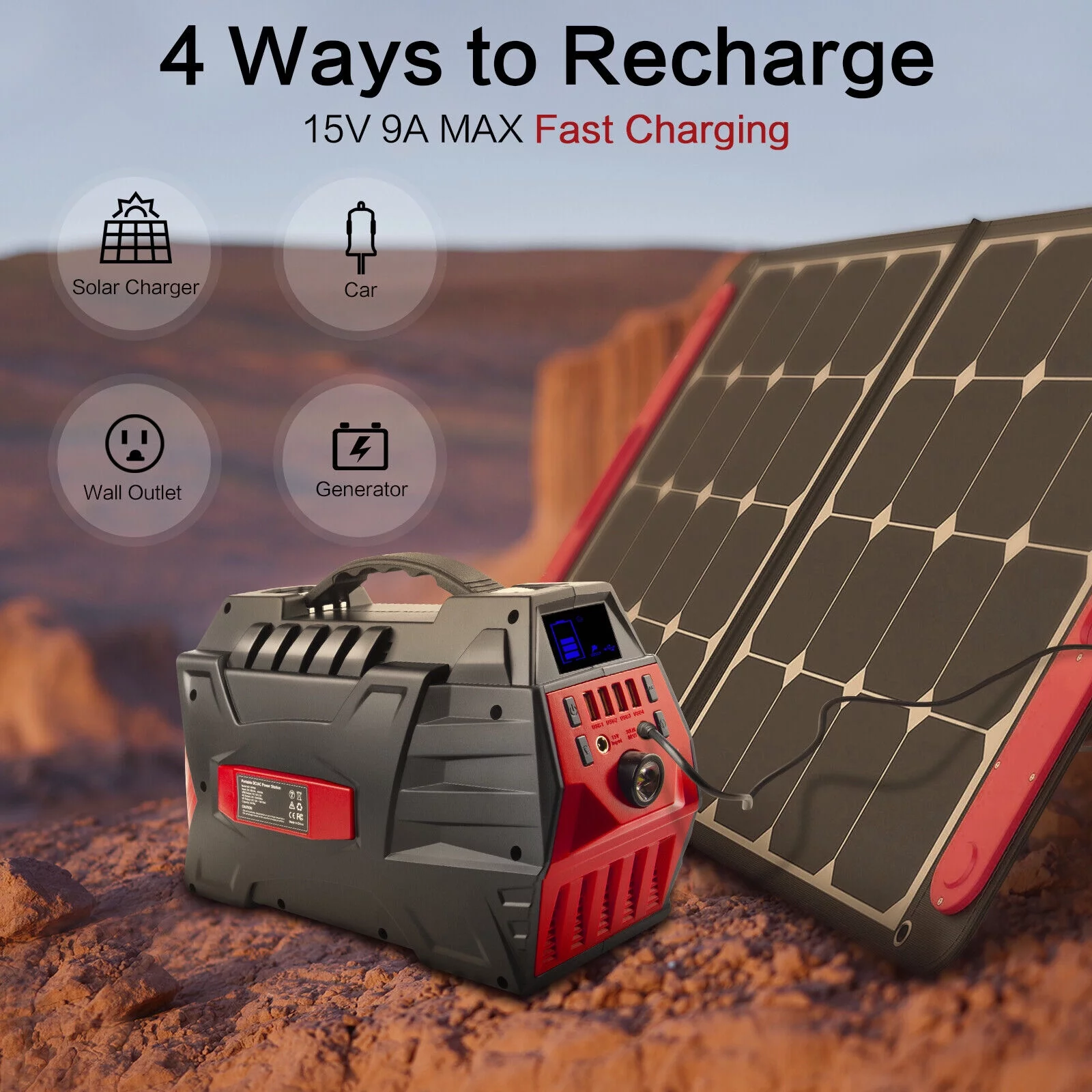 Portable Power Station Solar Battery Generator 500W Lithium Battery