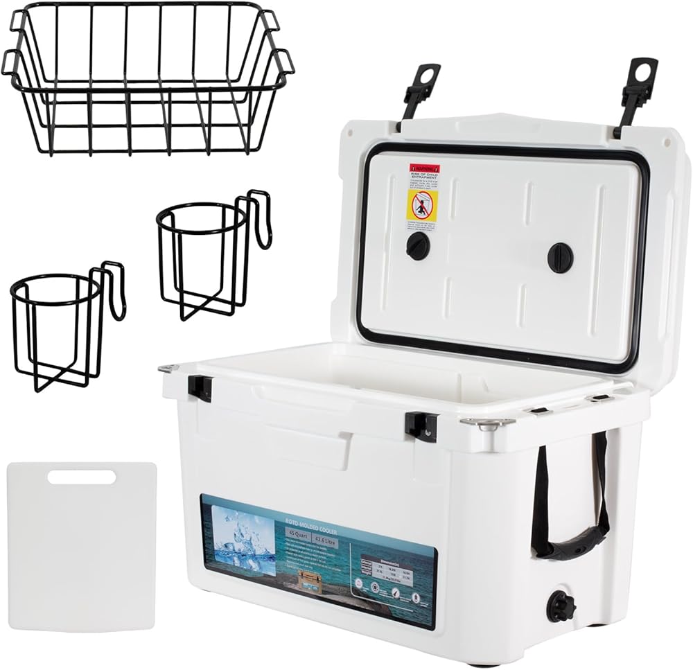 Insulated Portable Cooler with Heavy Duty Handles, Leak-Proof Outdoor Hard Cooler for Beach, Fishing, Camping, Tailgating, Sports