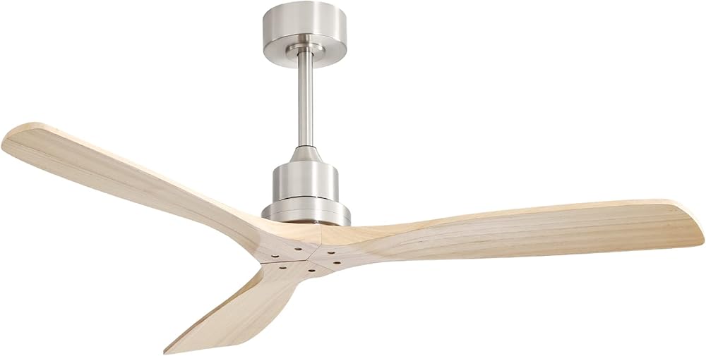 Sofucor 52 Inch Ceiling Fan with Remote, 3 Blade Carved Wood Fan Without No Light, Modern Ceiling Fan for Indoor Outdoor Bedroom Living Room Patios Farmhouse, Reversible DC Motor