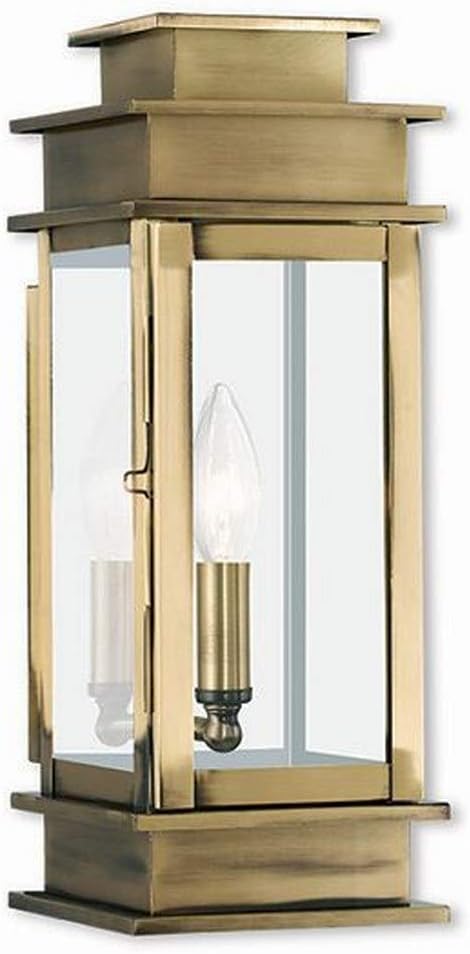 Lighting 2013-01 Transitional One Light Outdoor Wall Lantern from Princeton Collection Finish, Antique Brass