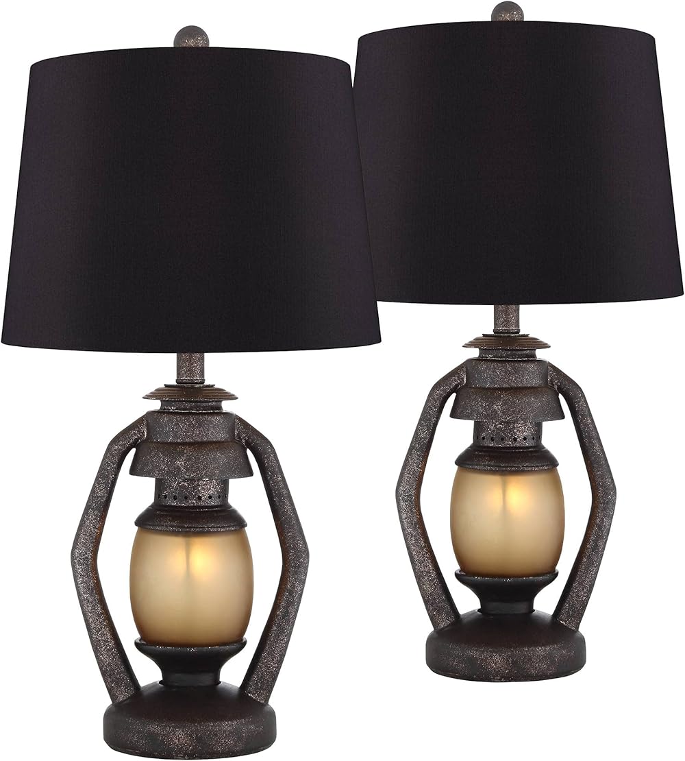Franklin Iron Works Horace Rustic Farmhouse Industrial Table Lamps 25.25
