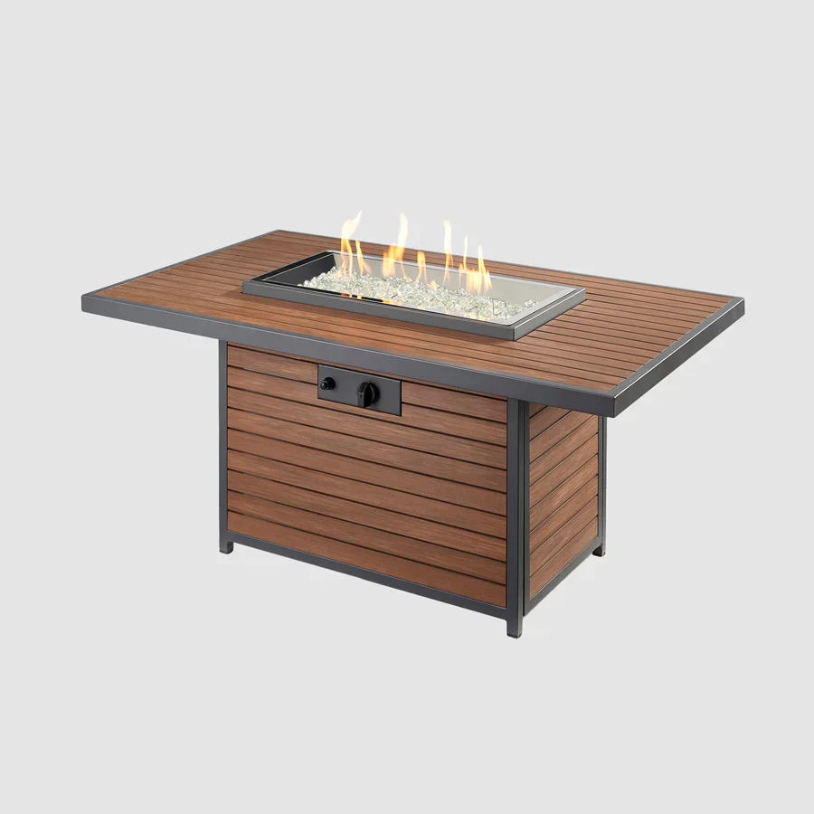 Outdoor Greatroom Co Kenwood Rectangular Gas Fire Pit Table - Chat or Dining Height