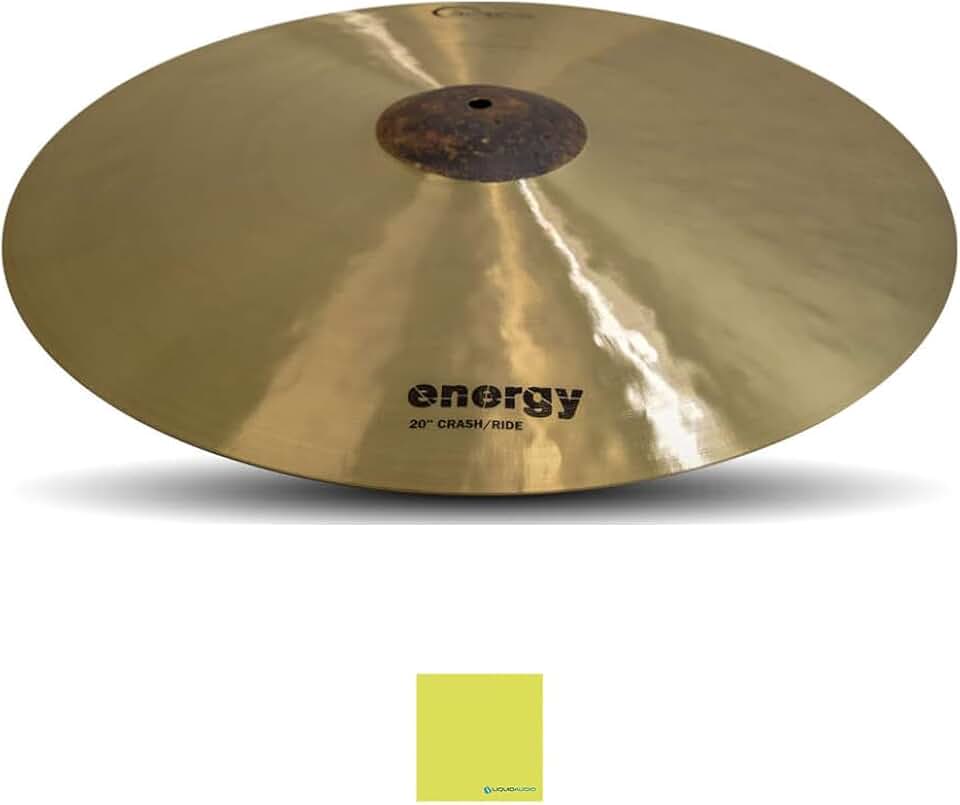 Dream Cymbals and Gongs 20 Inch Crash Ride Cymbal (ECRRI20) Bundle with Liquid Audio Instrument Polishing Cloth - Dream Energy Series