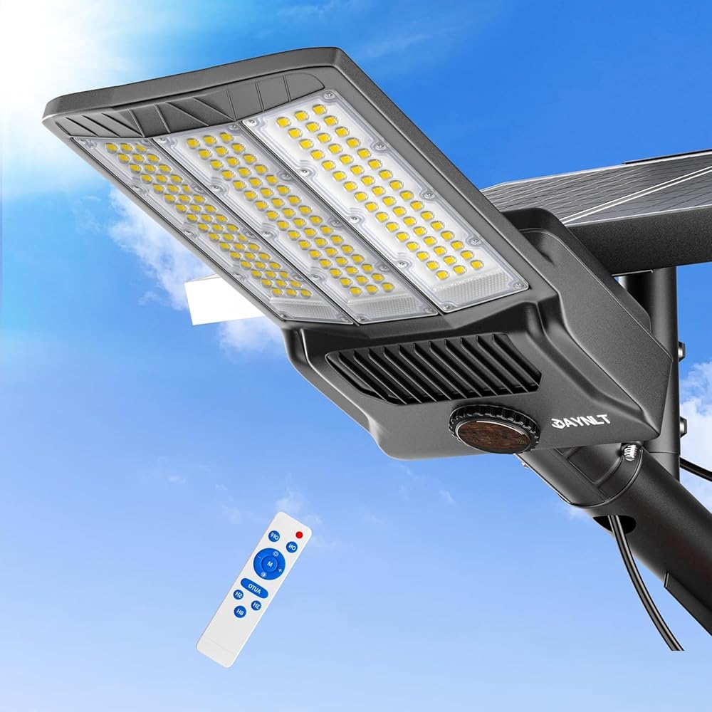 5000W Solar Street Lights Outdoor, 500000LM 6500K High Powered Commercial Parking Lot Lights Dusk to Dawn, Waterproof Solar Security Flood Lights with Remote for Yards, Driveways