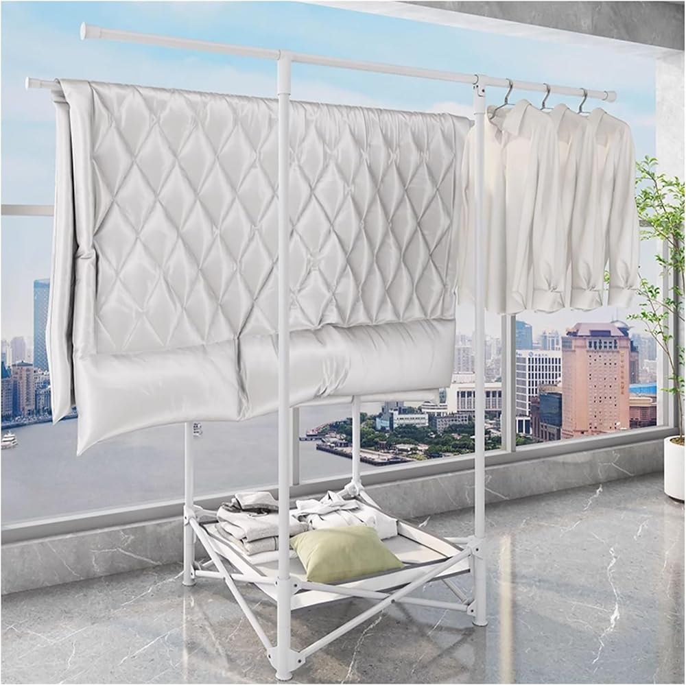 Clothes Drying Rack, Floor-Standing Folding Indoor Clothes Rack, Small Apartment Laundry Rack Drying Collapsible, Portable Drying Rack Washing Airer, with Multifunctional net Bag
