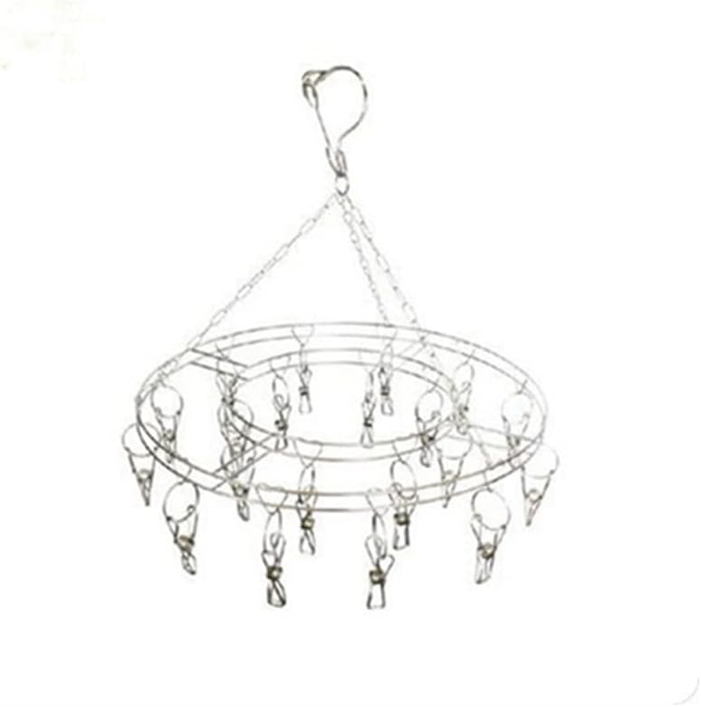 Windproof Laundry Socks Gloves Hanger Foldable Stainless Steel Hanging Rack 20 Clothespin Drying Racks, 35cm, White-fruit Peach5