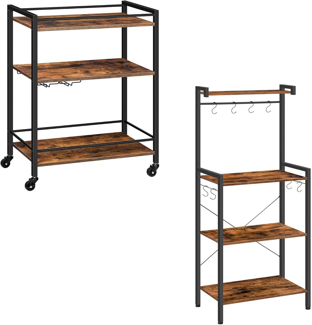 Bar Cart for The Home, Bakers Rack for Kitchen with Storage, BF02TC01-BF04HB01