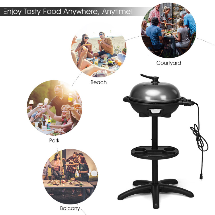 Costway 1350 W Outdoor Electric BBQ Grill with Removable Stand