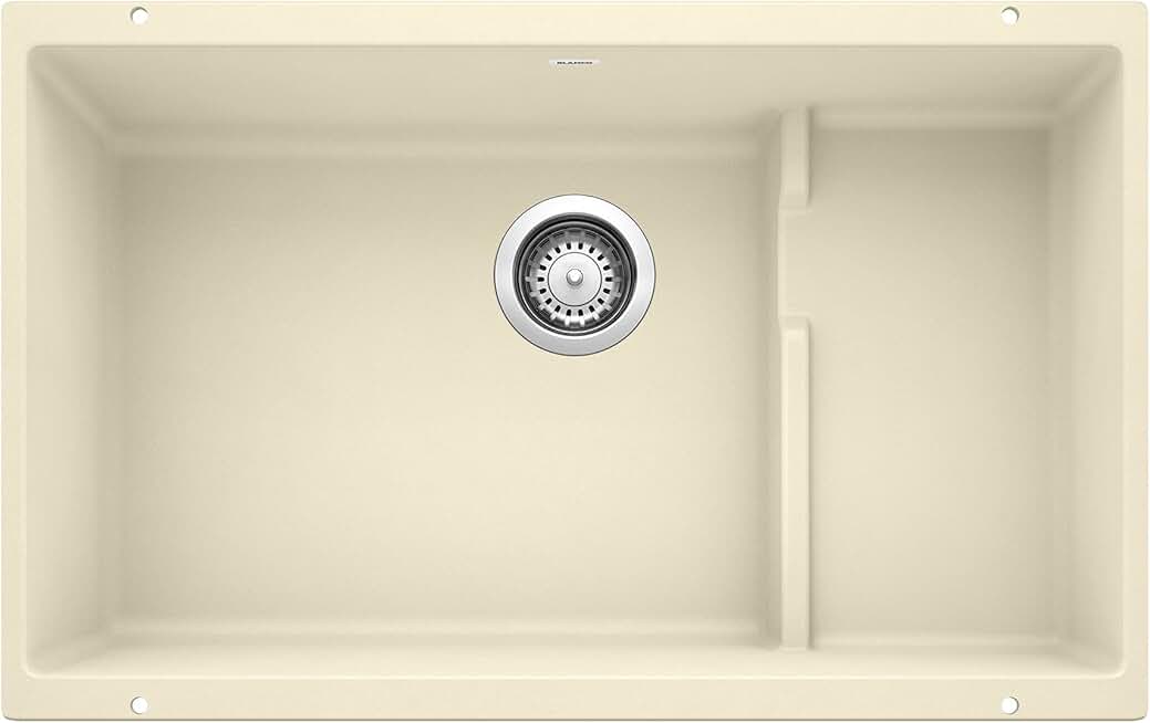 BLANCO, Biscuit 519454 PRECIS CASCADE SILGRANIT Undermount Kitchen Sink with Colander