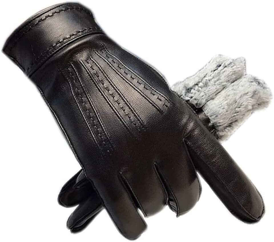 Winter Men's Leather Gloves Small Black Thickened Warm and Comfortable Soft Motorcycle Riding