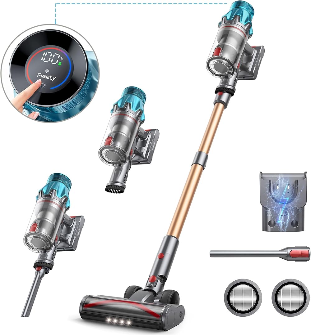 Cordless Vacuum Cleaner 550W/45000pa, Stick Vacuum Cleaner with Touch Display, 60 Mins Max Runtime, 5-in-1 Vacuum Cleaner with Charging Dock for Carpet, Hard Floor, Pet Hair, Hardwood Floor
