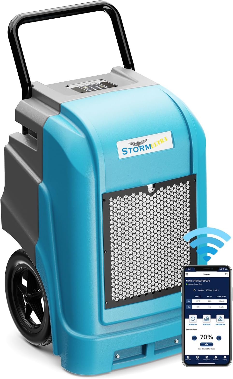 AlorAir Commercial Dehumidifier with Pump Drain Hose, 190 Pints Smart WiFi Industrial Dehumidifier Large Capacity for Basements, Garages, Mall & Job Sites, 5 Years Warranty, Blue