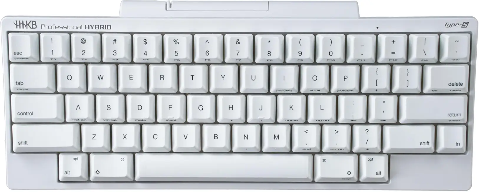 Happy Hacking Keyboard Professional Hybrid Type-S Snow (Wireless, Bluetooth, Wired, USB, Silent, Mac, Windows, White, Printed) with 2 Year Advance Exchange Warranty