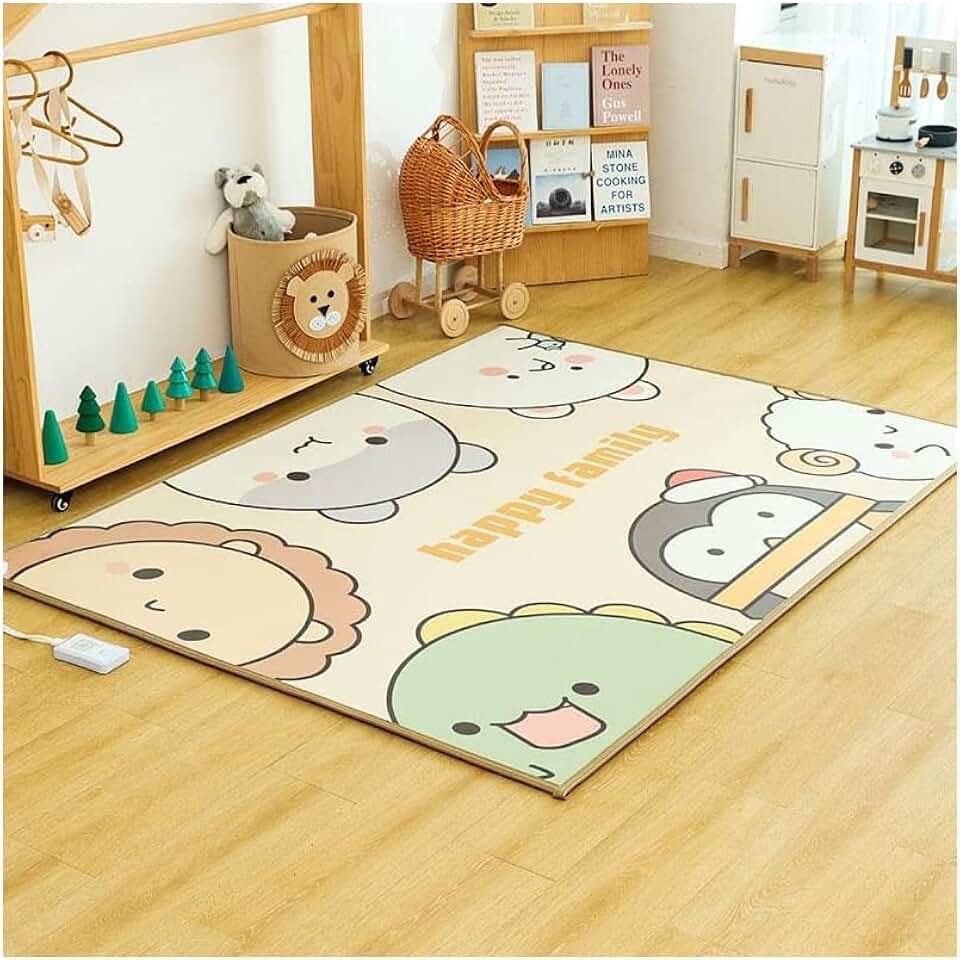 OLOTU European Style Heated Area Rug Heated Floor Mats for Foot Adjustable Temperature Heated Carpet for Home Electric Heated Floor
