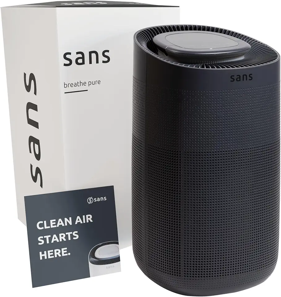 Sans HEPA 13 Air Purifier - Black - 1560ft² Ultra-Quiet Home Air Purifier, Pre-Filter, Activated Carbon, UV-C Light, Protect from Odors, Smoke, Pollutants, Allergens, Dust, Dander, Harmful Chemicals