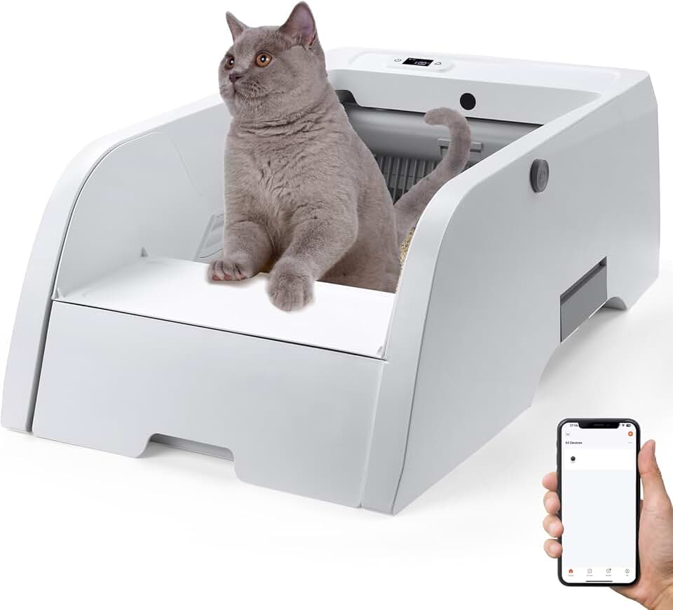 Self Cleaning Litter Box, Automatic Cat Litter Box Self Cleaning, Hands-Free Cleanup Less Tracking