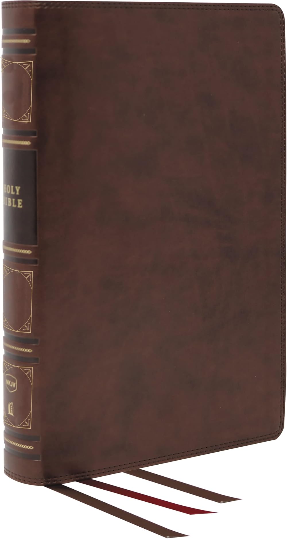 NKJV, Reference Bible, Classic Verse-by-Verse, Center-Column, Genuine Leather, Brown, Red Letter, Thumb Indexed, Comfort Print: Holy Bible, New King James Version