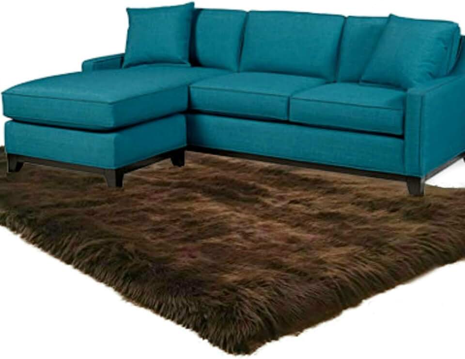 Fur Accents Dark Brown Faux Fur Area Rug, Large Room Size Shag Carpet, Faux Sheepskin Rug, 8 Foot by 10 Foot Rectangle Area Carpet, Soft Flexible Bonded Suede Back 8'x10'