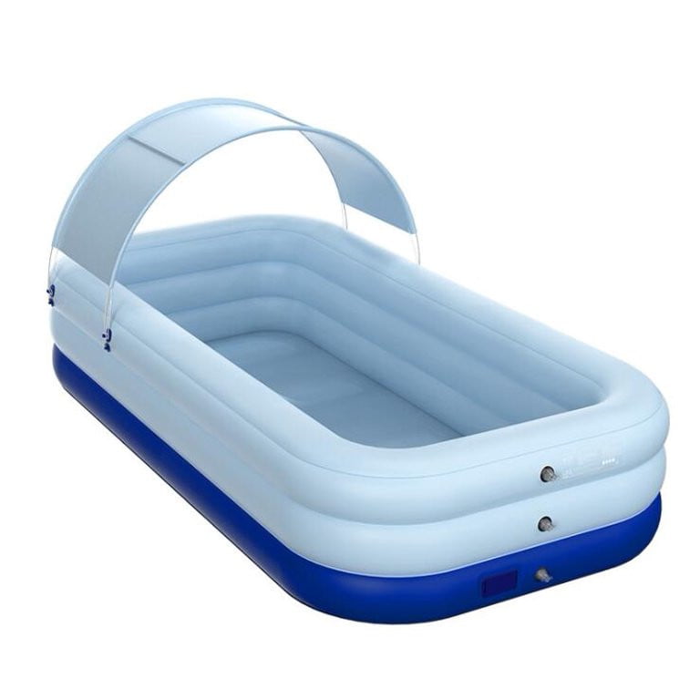 Automatic Inflatable Pool, Large Size Family Swimming Pool with Awning ,3 Sizes,One-button inflation Swim Pool for Outdoor Backyard Garden Water Party