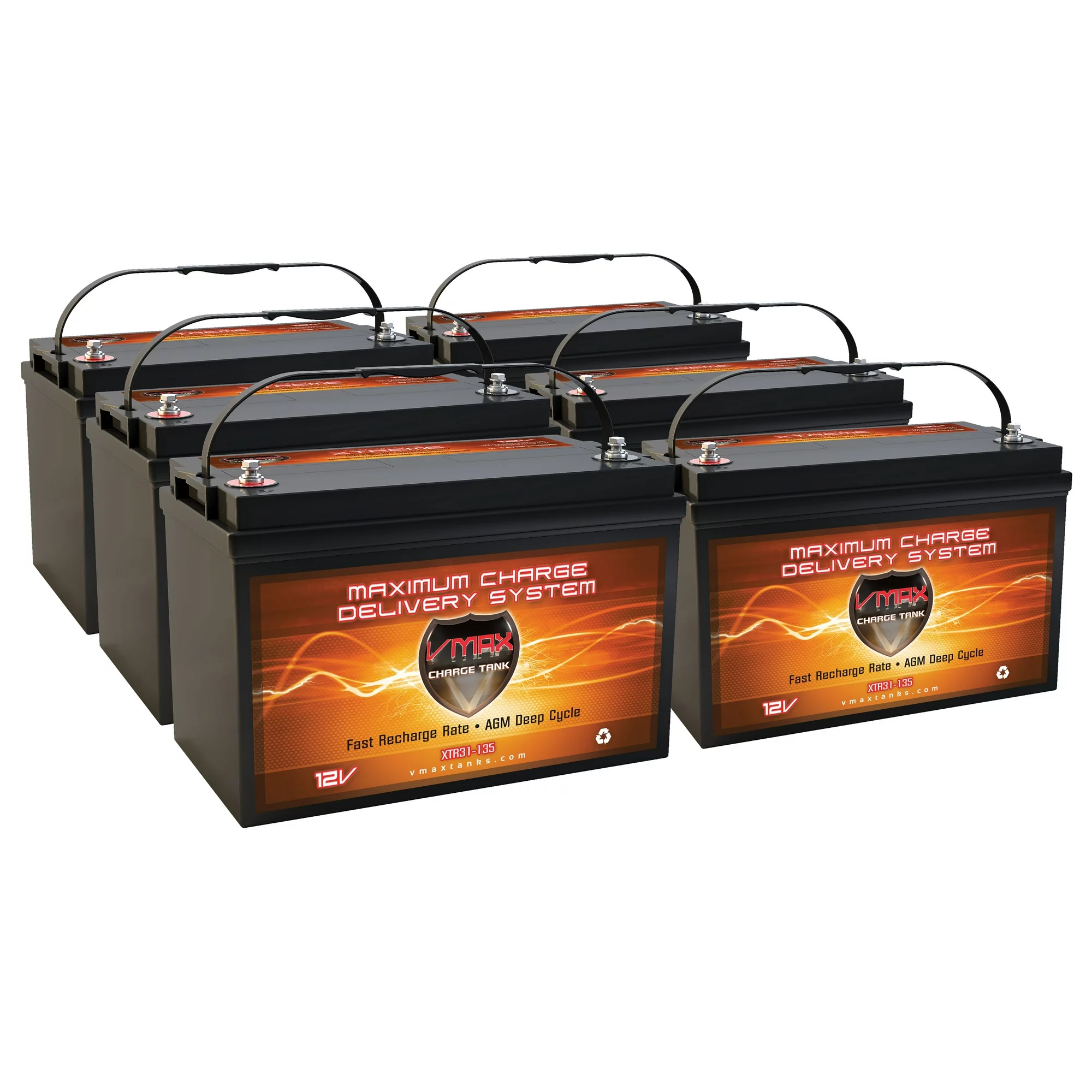 QTY6 XTR31-135 Sae Gem E2 E4 E6 Es El Elxd Car 12V AGM Vmaxtanks Dry Battery 135AH each