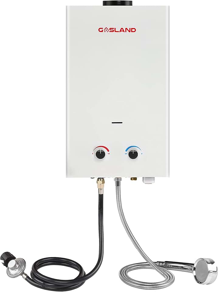 GASLAND 2.64GPM Portable Gas Water Heater, 10L Propane Tankless Water Heater, Propane On Demand Camping Water Heater for Off Grid