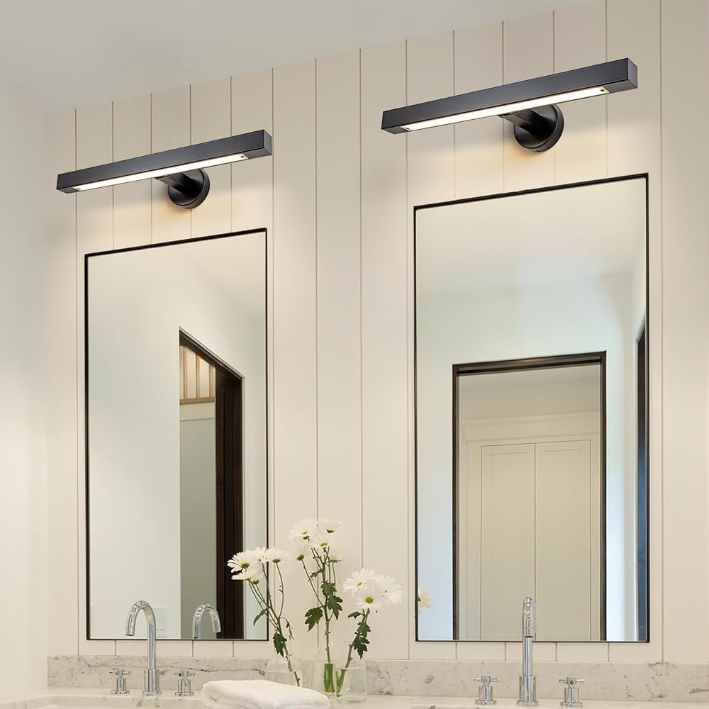 Wall Sconce Vanity Lighting Fixtures,24 inchens Black Picture Lights,Rotatable Wall Sconces Set of Two Picture Light for Wall,Indoor Brass Sconces Wall Lighting