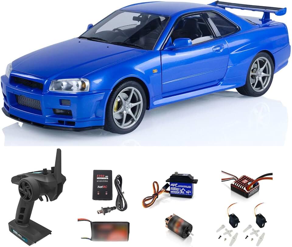 1:8 RC Drift Car Car Remote Control RTR R34 High-Speed Racing Cars Models 2-Speed Transmission GT5 Remote Controller Motor Servo ESC Light System for Hobby