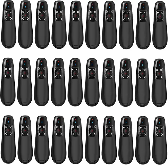 Wireless PowerPoint Remote Presentation Clicker: 30-Pack Presenter PPT Slide Advancer with Red Pointer | Plug & Play via USB | 100Ft Control Range | Ergonomic Design - Universal Compatibility