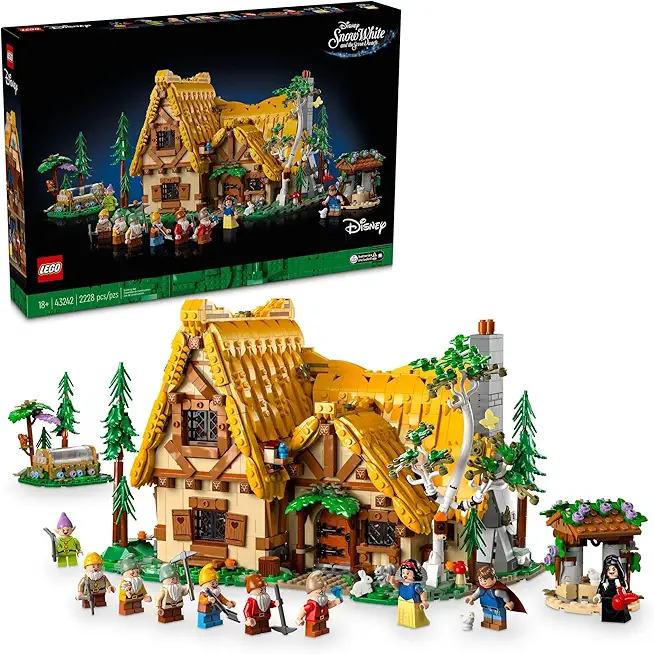 Disney Snow White and The Seven Dwarfs’ Cottage Building Kit for Adults, Build and Display Disney Princess Set with 10 Minifigures Including Snow White, Gift for Fans of The Classic Movie, 43242