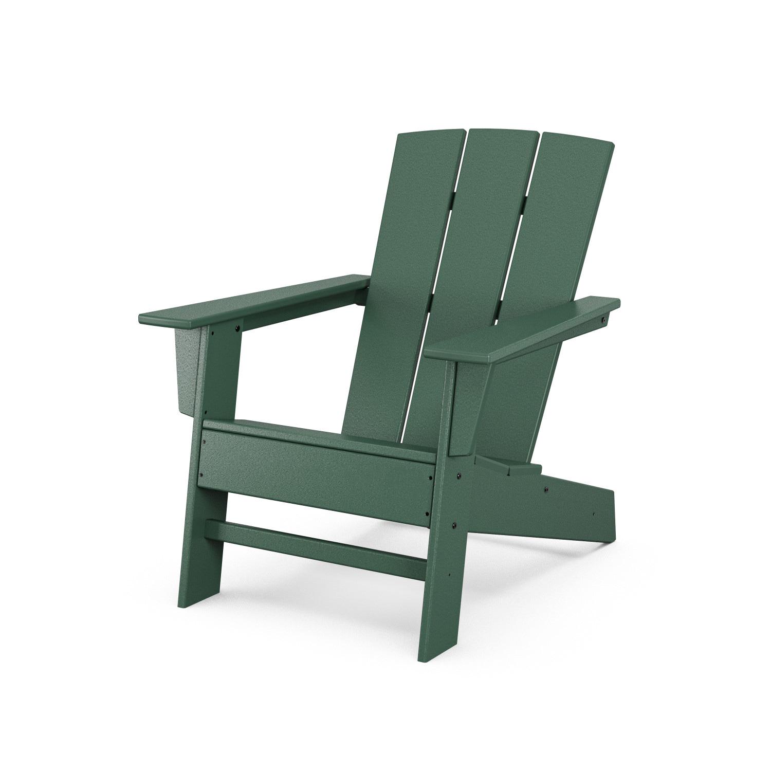 allen + roth by POLYWOOD Oakport Green HDPE Frame Stationary Adirondack Chair with Slat Seat