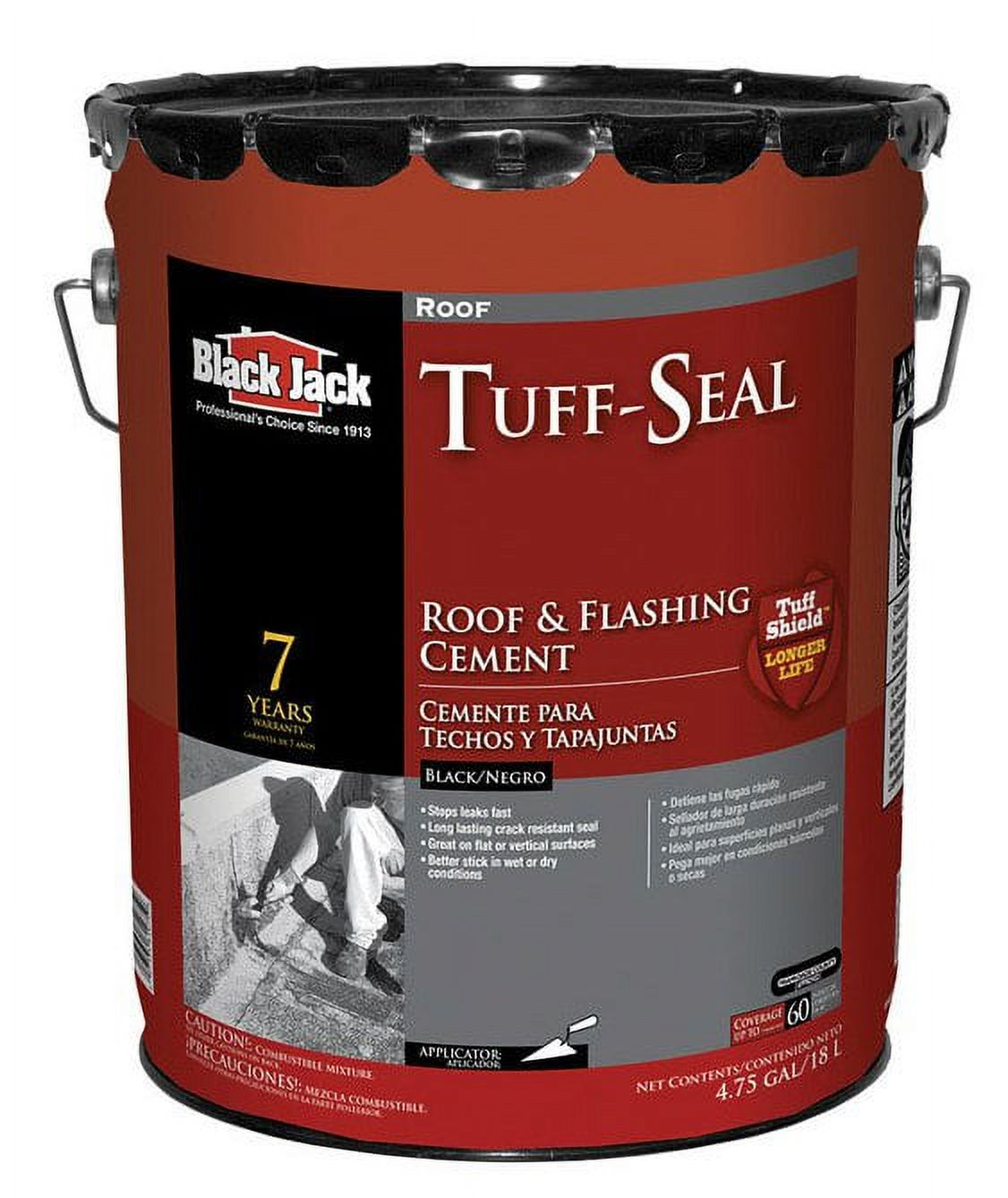 Black Jack 6147-9-30 Tuff-Seal Roof & Flashing Cement, Black, 5 Gallon