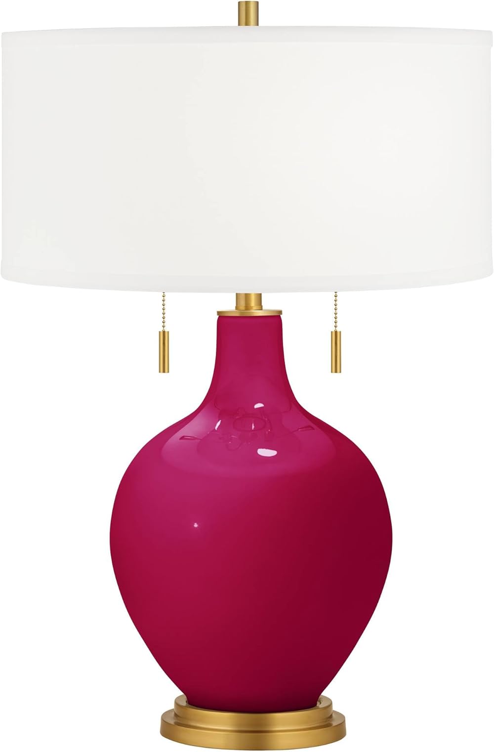 Color + Plus French Burgundy Toby Brass Accents Table Lamp