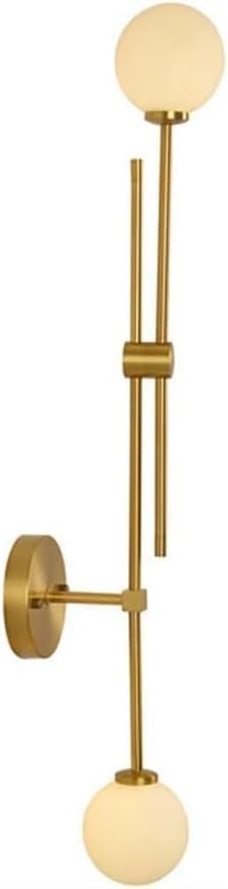 Modern Simple Milky Glass 300° Rotatable Sconce Gold Globe Glass Wall Lighting Long Rod Linear Bar Wall Lamp Mid Century Modern Linear Wall Light Compatible with Bedside Living Room Bedroom