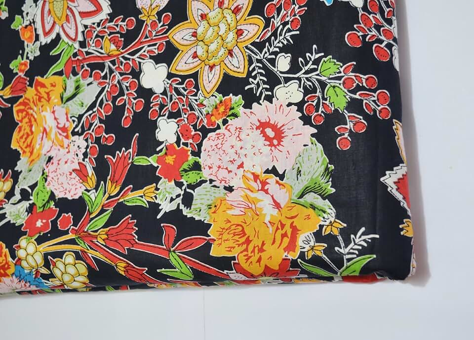 Scrren Print Dressmaking by The Yard Fabric 100% Cotton Floral Print Fabric for Sewing Crafting Ethnic Running Natural Dye Sanganeri Indian Fabric by The Yard 495 (50 Yard pre Cut)