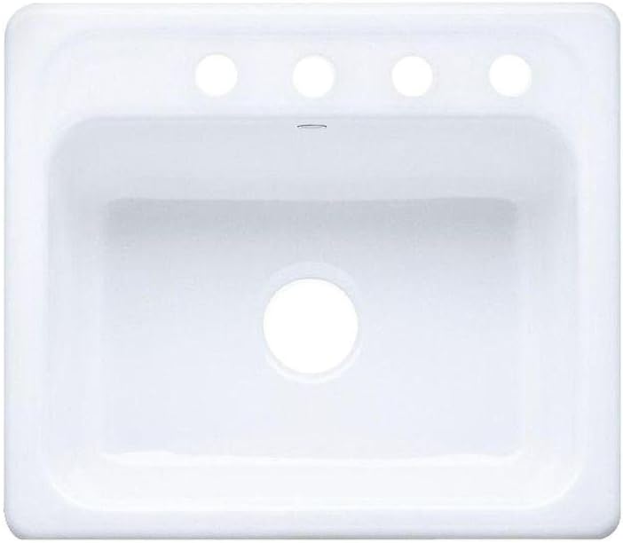 KOHLER K-5964-4-0 Mayfield Self-Rimming Kitchen Sink, White, 1.375