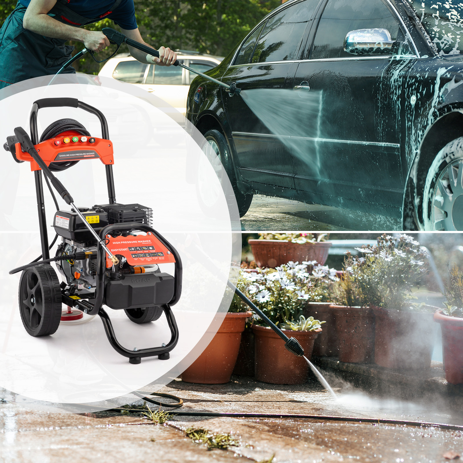Ktaxon 212CC Gas Pressure Washer, 3200 PSI and 2.4 GPM, for Cars/Fences/Driveways/Homes/Patios