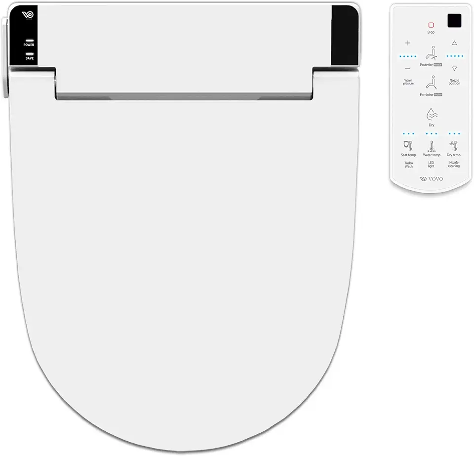 VOVO VB-6100SR Electric Smart Bidet Toilet Seat with Dryer, Heated Toilet Seat, Warm Water, Full Stainless-steel Nozzle - White, Round…