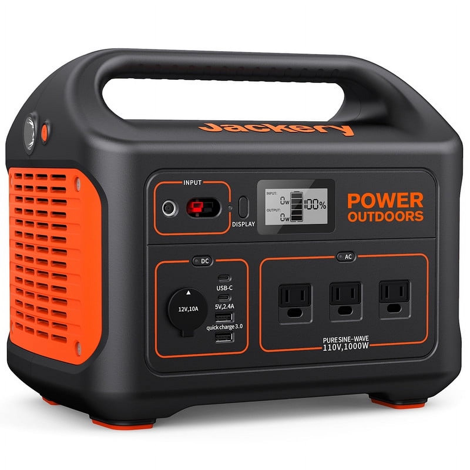 Jackery 1000-Watt Continuous/2000W Peak Output Power Station Explorer 880 Push Button Start with AC Outlets for Outdoors