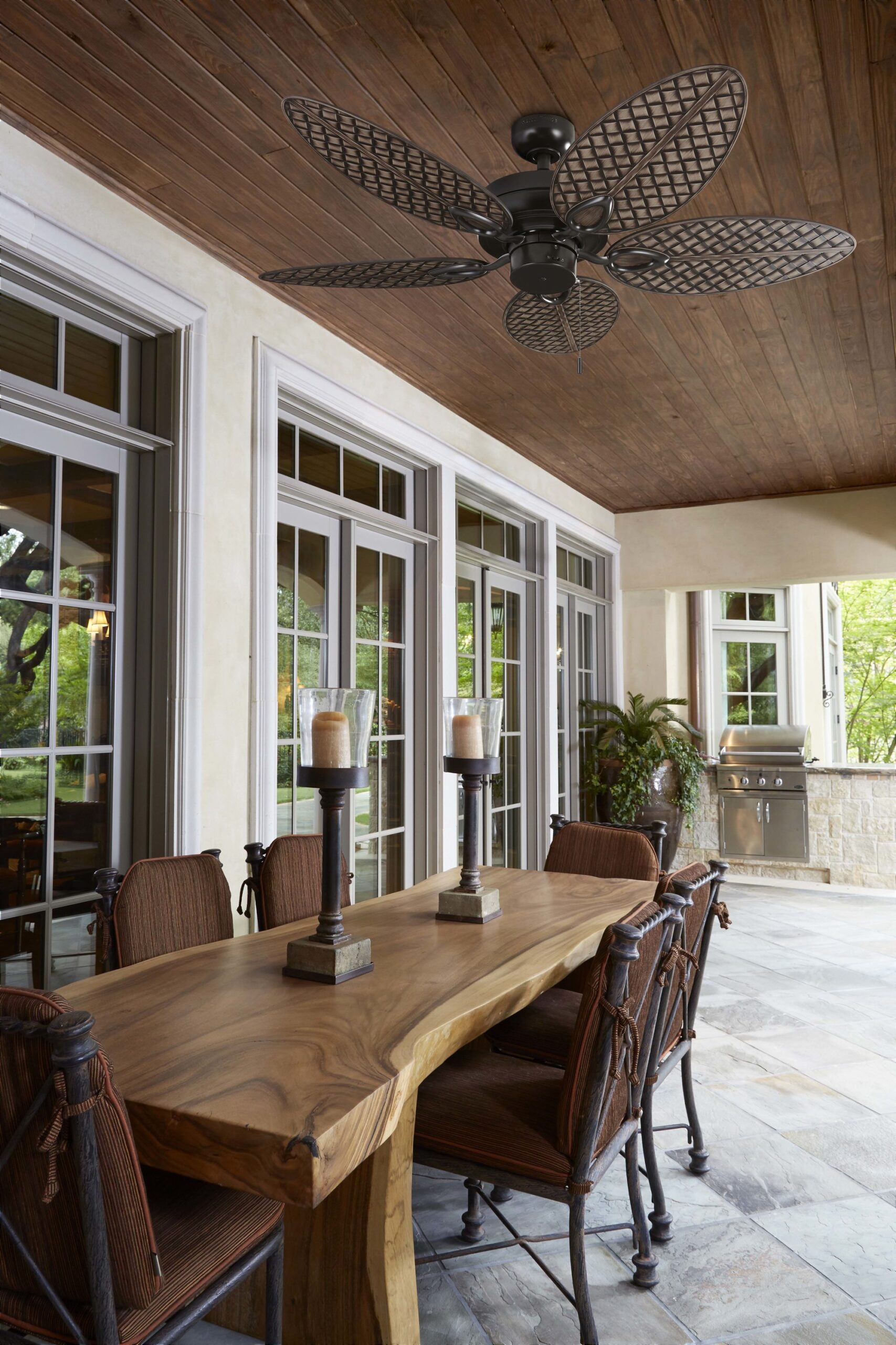 Harbor Breeze Tilghman II 52-in Bronze Indoor/Outdoor Downrod or Flush Mount Ceiling Fan (5-Blade)