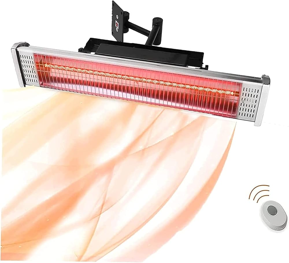 Electric Infrared Patio Heater, Angle Adjustable Wall-Mounted Outdoor Heater IP55 Waterproof with Remote Control, for Garden Balcony Restaurant,1500W