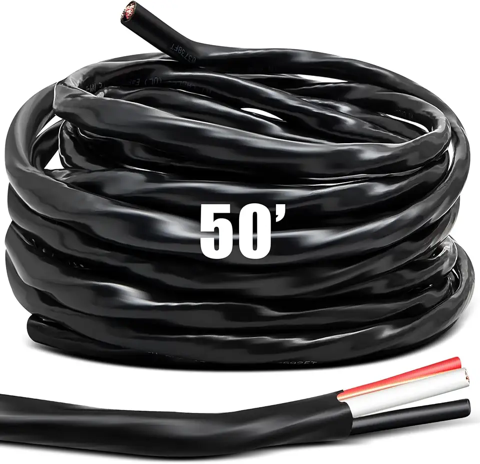Kanayu 50ft 6/3 NM-B Wire with Ground, PVC Non Metallic Sheathed Cable 3 Conductor Electrical Wire ​for Residential Home Garage Indoor Lighting Wiring Projects