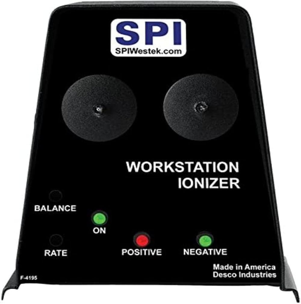 SPI Westek Workstation | Still Air Ionizer Without Fan | Removes Static Charge from Surfaces | 12 Inch Area of Effect | Compact Size Fits on Top of Desk | Model 94000