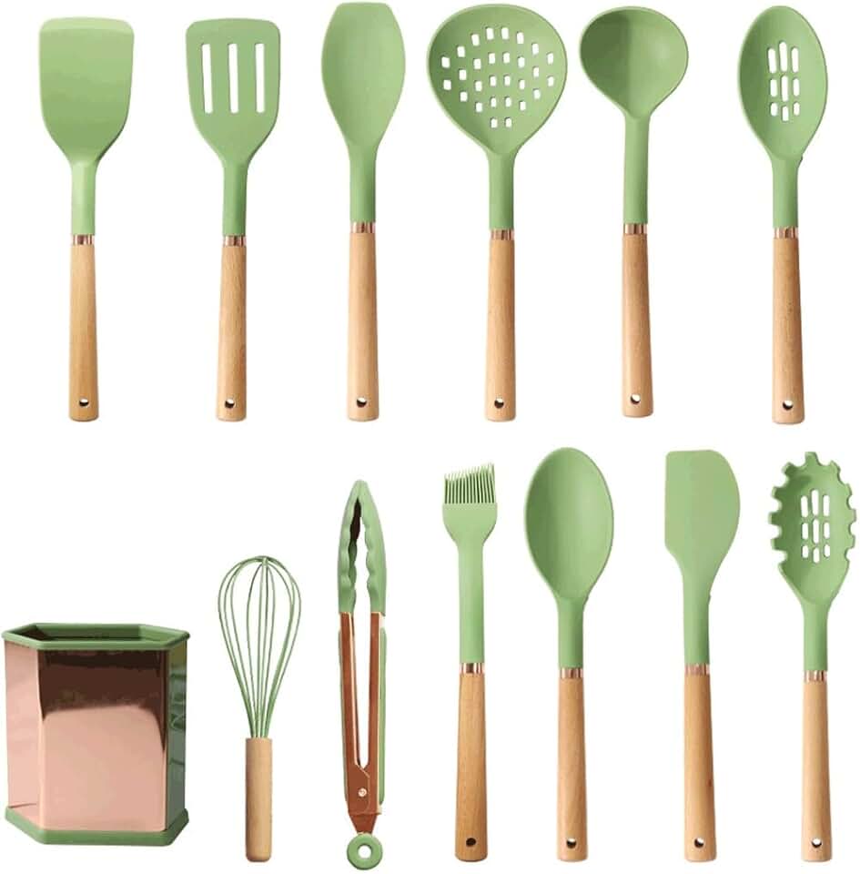 CSCDD Heat Resistant Silicone Kitchenware Cooking Utensils Set Colander Frying Shovel Soup Spoon Kit