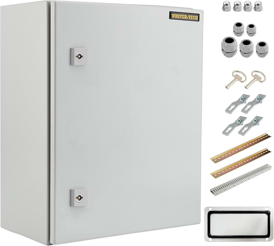 Electrical Junction Box with Waterproof Dust-Proof Enclosure Cover for Outdoor or Indoor Electric Project Including Mounting Plate and Wall Bracket