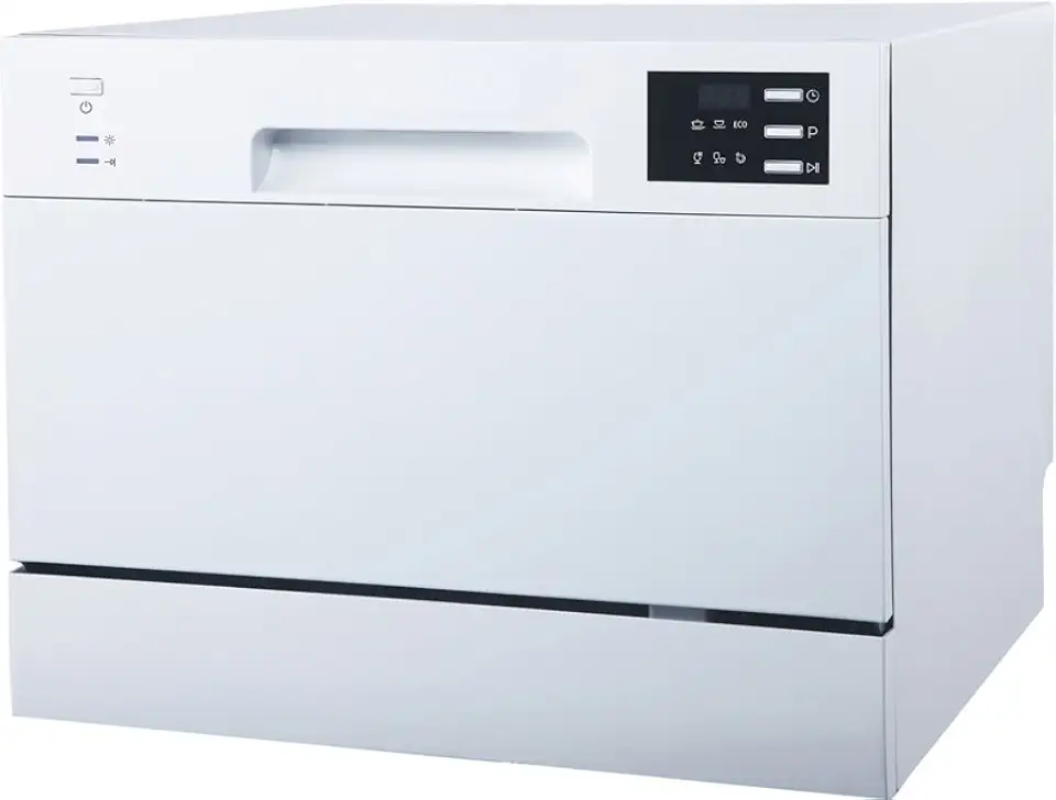 SPT SD-2225DW Compact Countertop Dishwasher/Delay Start-Energy Star Portable Dishwasher with Stainless Steel Interior and 6 Place Settings Rack Silverware Basket/Apartment Office Home Kitchen, White