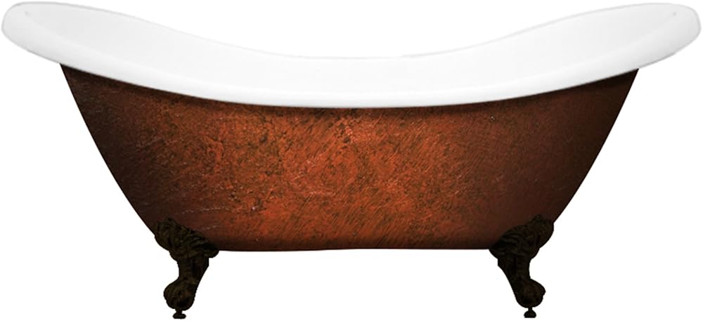 ADES-PED-NH-CB Acrylic Double Ended Slipper tub on a Pedestal with no Faucet drillings and Copper Bronze Paint